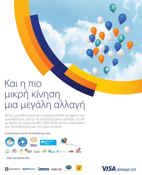 Visa Hellas: Δωρίζει 1 εκατ. ευρώ σε 15 οργανισμούς πανελλαδικά