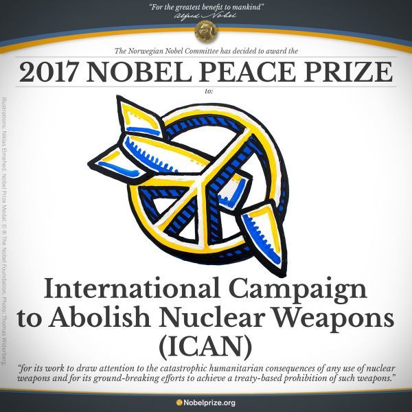 Στη Διεθνή Εκστρατεία Απομάκρυνσης των πυρηνικών όπλων το Νόμπελ Ειρήνης