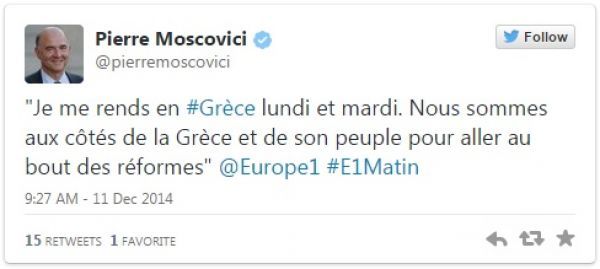 Στην Αθήνα μέσω..Twitter, ο Πιερ Μοσκοβισί