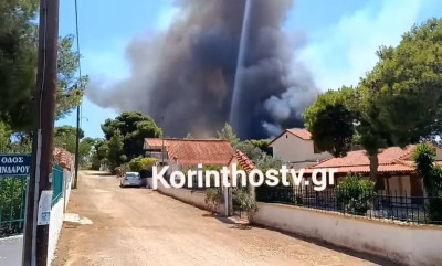 Μεγάλη φωτιά στο Λουτράκι: Εκκενώνονται παιδικές κατασκηνώσεις και περιοχές-Μήνυμα 112
