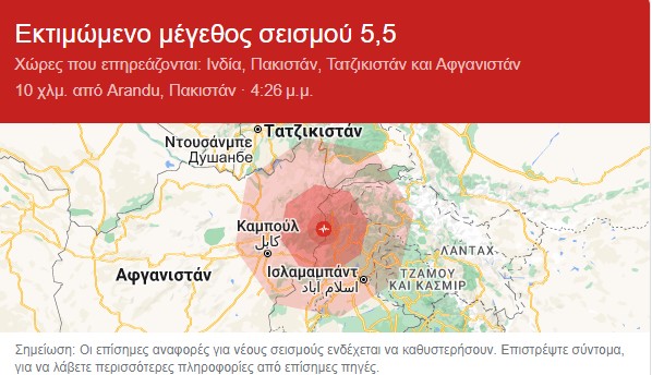 seismos afganistan