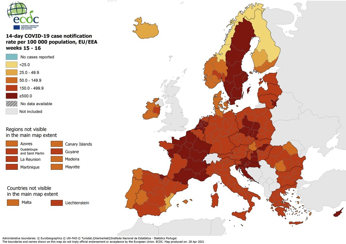 2021w15 16 COVID19 EU EEA Subnational 14d Attack Rate