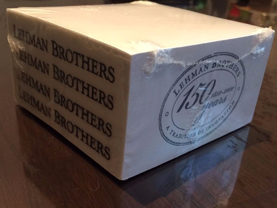 lehman brothers 150 year celebration sticky note cube