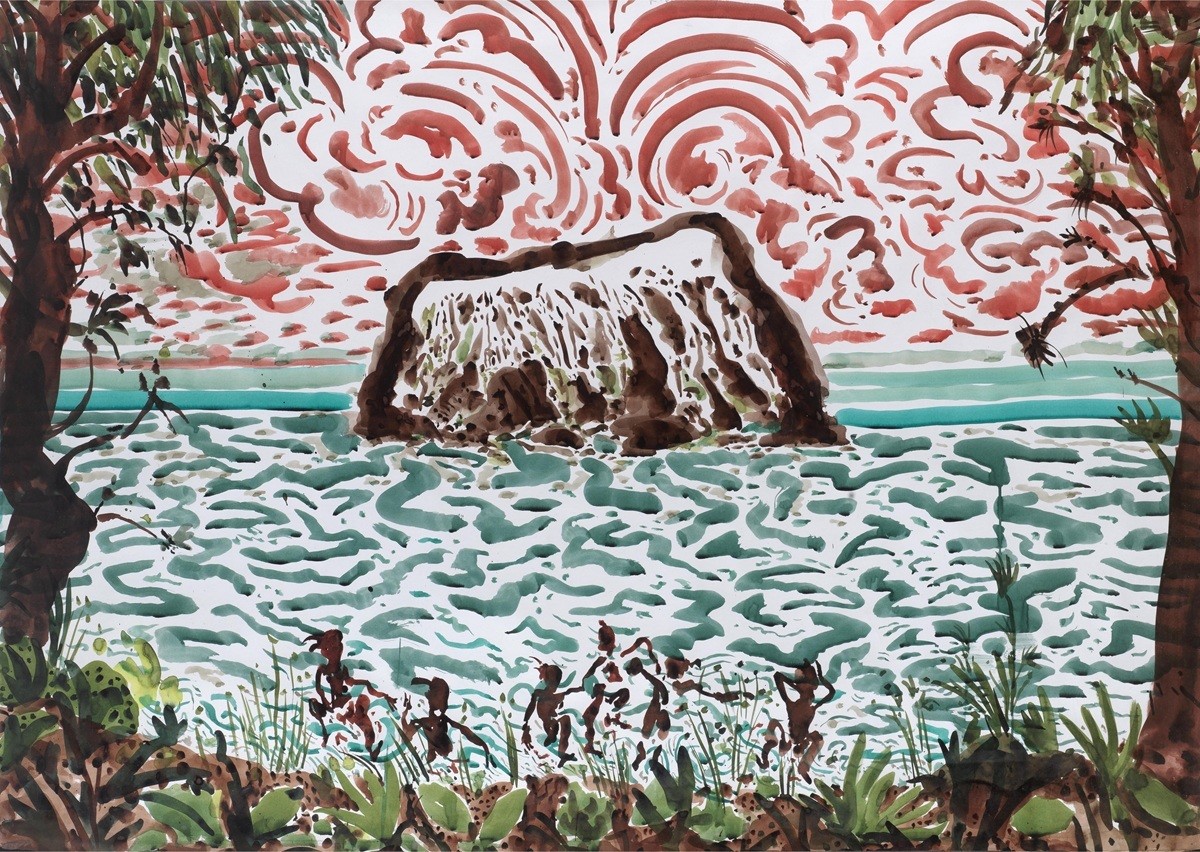 7 swimmers 2025 ink on paper 100x150 cm 025a1356247dd7f9