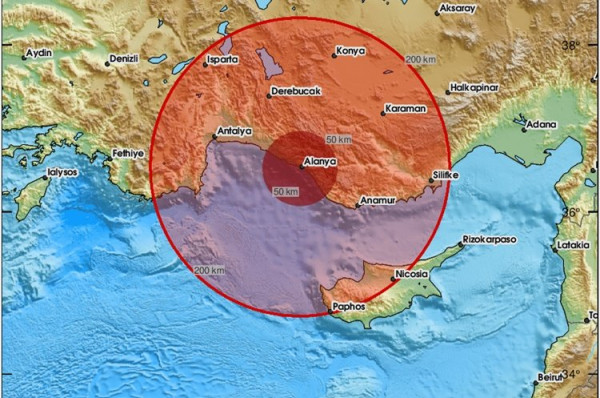 Ισχυρός σεισμός ανάμεσα σε Κύπρο και Τουρκία