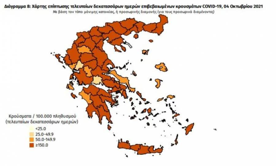 Διασπορά κρουσμάτων: 419 στην Αττική, 390 στη Θεσσαλονίκη, 144 στη Λάρισα