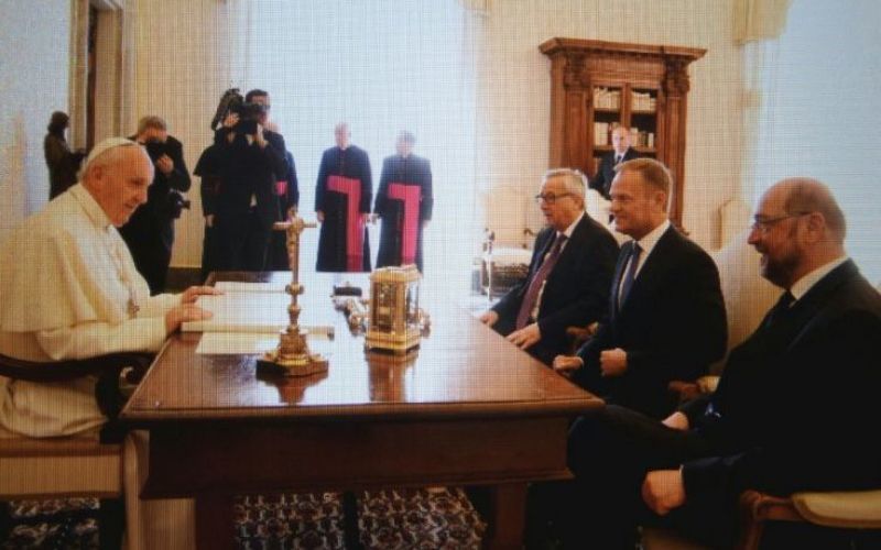 Συνάντηση Πάπα Φραγκίσκου με Σουλτς, Γιούνκερ και Τουσκ