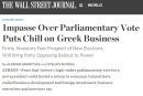 WSJ για ΠτΔ: "Ο φόβος της επόμενης μέρας παγώνει τις επιχειρήσεις"