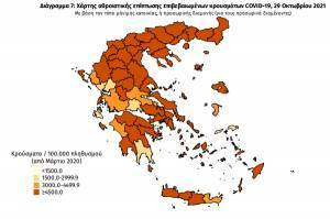 Διασπορά κρουσμάτων: Επτά περιοχές με τριψήφιο αριθμό νέων μολύνσεων