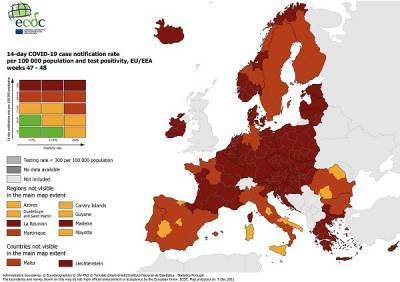 ECDC: Στο «βαθύ κόκκινο» παραμένει η Ελλάδα