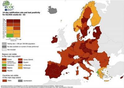 ECDC: Η Ελλάδα η μόνη ευρωπαϊκή χώρα με «πράσινες» περιοχές