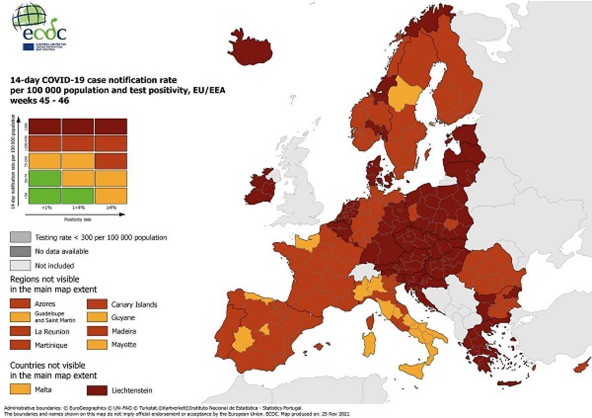 ECDC: Στο βαθύ κόκκινο παραμένει η Ελλάδα