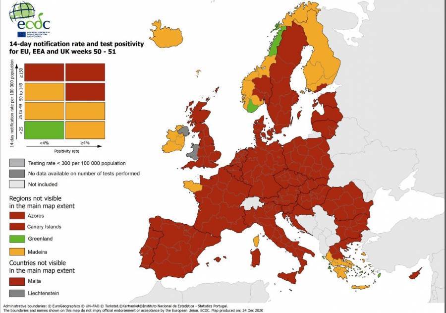 Κορονοϊός: Ξανάγινε «πορτοκαλί» ο χάρτης στη μισή Ελλάδα
