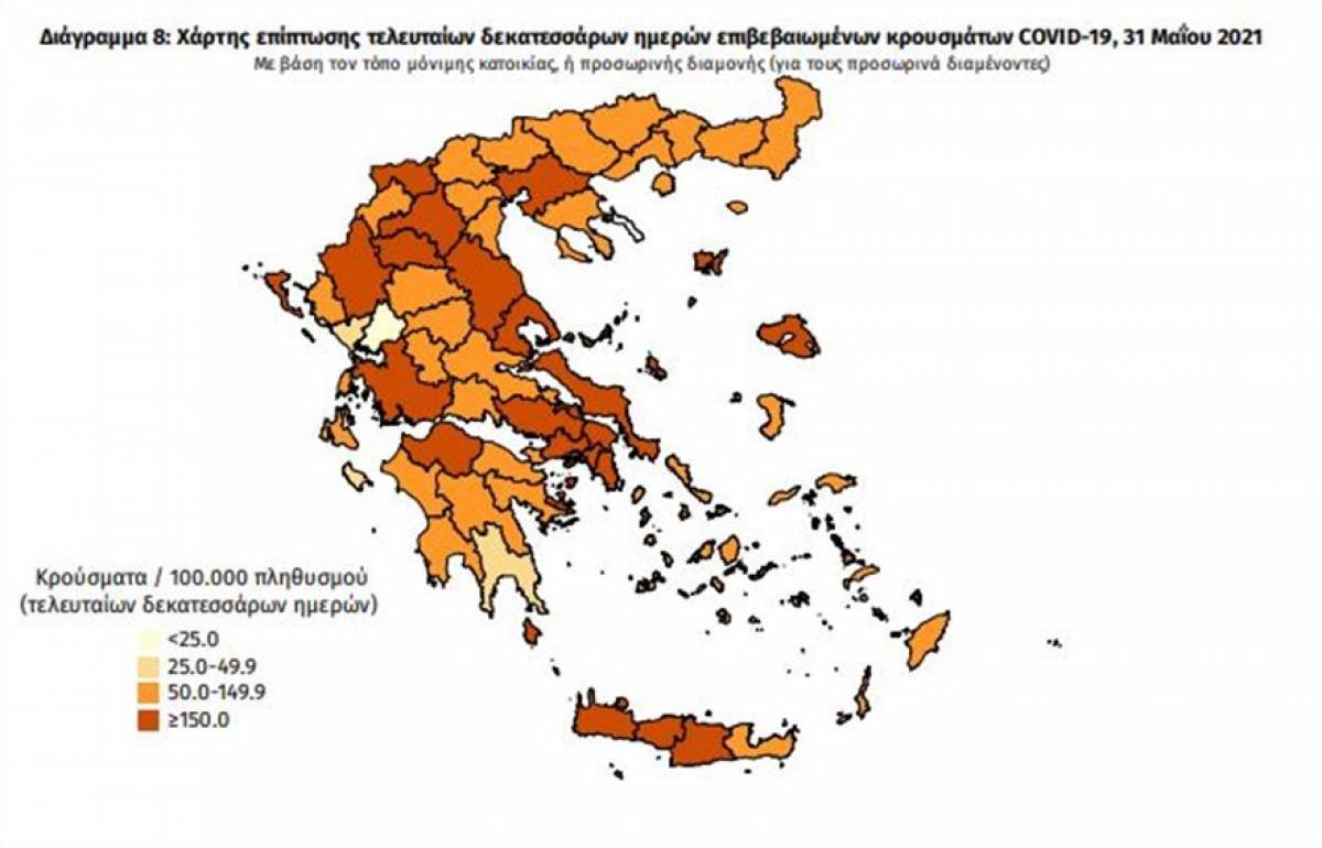Διασπορά κρουσμάτων: 513 στην Αττική, 107 στη Θεσσαλονίκη
