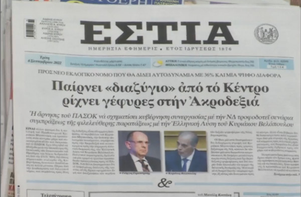 Τα πρωτοσέλιδα των εφημερίδων την Τρίτη 06/09/2022
