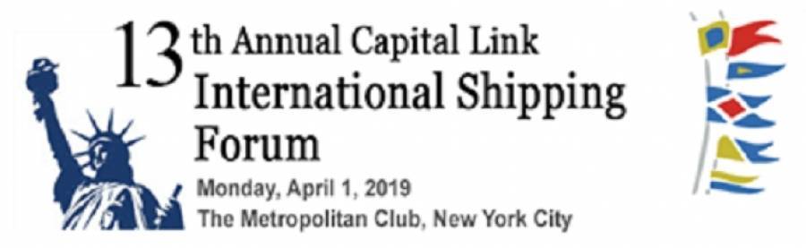 13ο Capital Link International Shipping Forum: Συμμετοχή 35 ναυτιλιακών εταιρειών