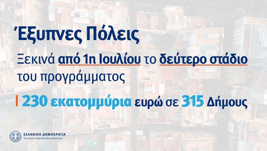 Πρεμιέρα για τις «Έξυπνες Πόλεις» σε 315 Δήμους