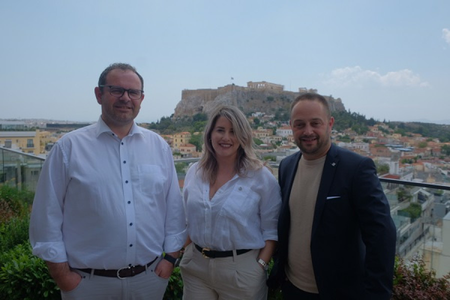Tom De Vos, Director, Cegeka European Delivery Center - Xanthippi Kalakani, HR Business Partner, Cegeka Greece - Sergio Destinο, Global Operational Marketing Director