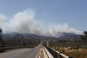 Φωτιά στην Πάρνηθα – Διακοπή κυκλοφορίας από το ύψος του τελεφερίκ