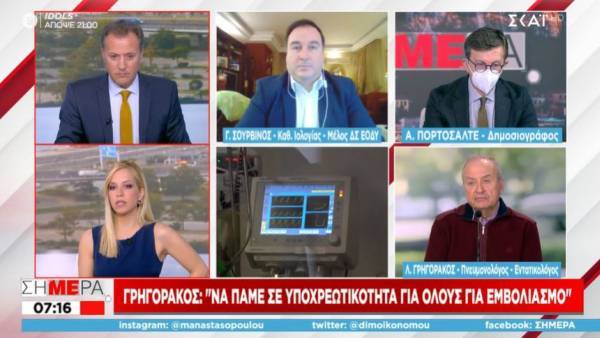 Γρηγοράκος: Υποχρεωτικός εμβολιασμός για όλους-Σουρβίνος: Σύντομα κι άλλα κρούσματα Όμικρον