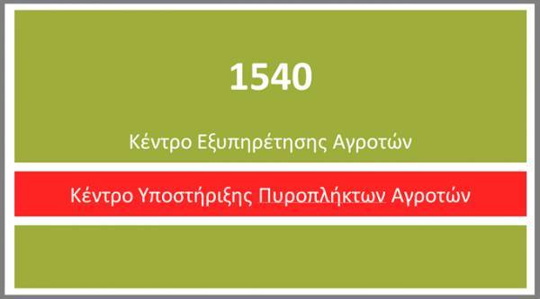 Ηλεκτρονική στήριξη στους πυρόπληκτους αγρότες μέσω της γραμμής 1540