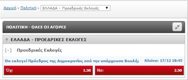 Τι αποδόσεις δίνουν ο bookmakers για την εκλογή ΠτΔ