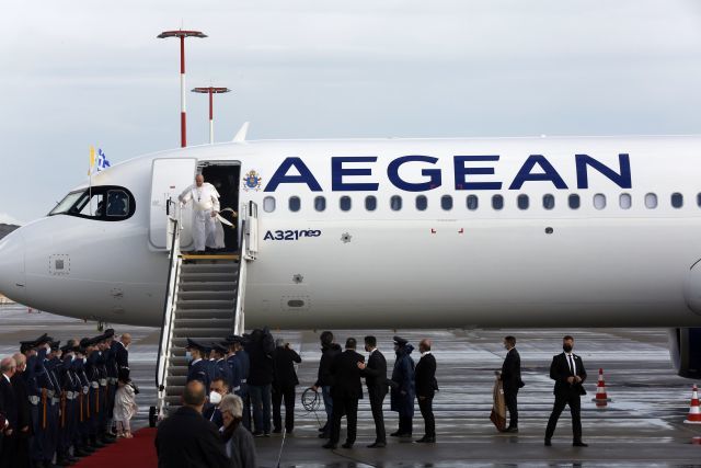 Η AEGEAN μετέφερε τον Πάπα Φραγκίσκο σε Ελλάδα και Κύπρο