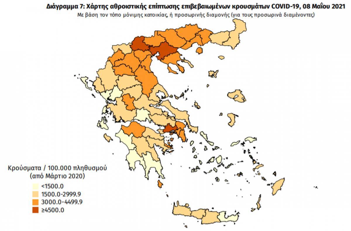Διασπορά κρουσμάτων: Στο «κόκκινο» η Αττική με 1.122 νέα κρούσματα
