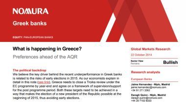 Η Nomura προτιμά Εθνική και Alpha ενόψει των stress tests