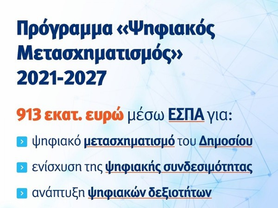 «Πράσινο φως» της Κομισιόν στο πρόγραμμα «Ψηφιακός Μετασχηματισμός» 2021-2027