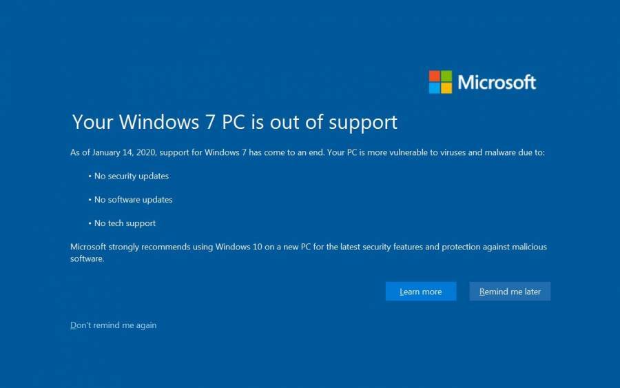 Τέλος η υποστήριξη των Windows 7