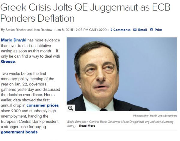Bloomberg: Οι ελληνικές εκλογές εμποδίζουν την ποσοτική χαλάρωση της ΕΚΤ