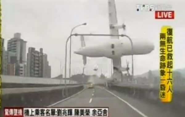 Συντριβή αεροπλάνου σε ποτάμι στην Ταϊπέι- Κάμερα καταγράφει την πτώση (vid)