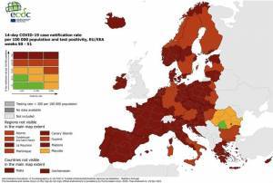 Κορονοϊός - ECDC: Στο βαθύ κόκκινο η Ελλάδα