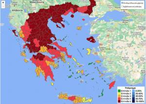 Επιδημιολογικός χάρτης Ελλάδας: 27 περιοχές στο «βαθύ κόκκινο»