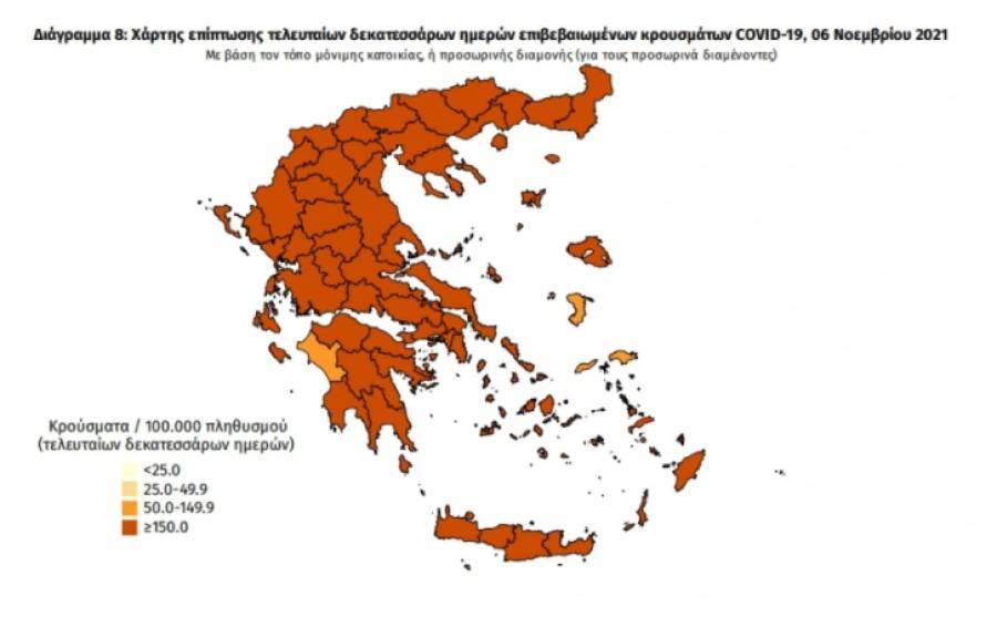 Διασπορά κρουσμάτων: Τετραψήφιες Αττική, Θεσσαλονίκη- Τριψήφιος αριθμός σε 12 περιοχές