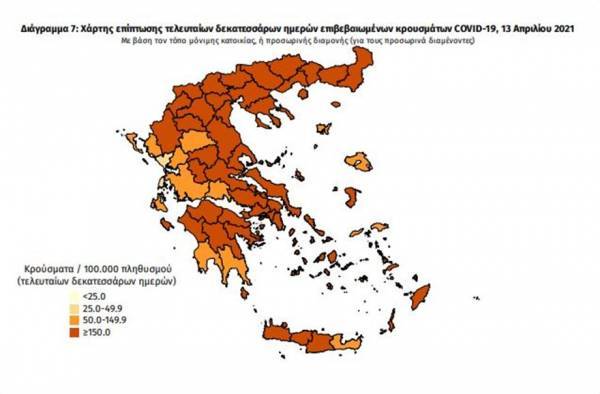 Μεγάλη διασπορά κρουσμάτων σε Λάρισα, Κοζάνη, Αχαΐα και Κρήτη