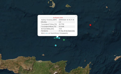 Δύο διαδοχικοί σεισμοί ταρακούνησαν την Κρήτη