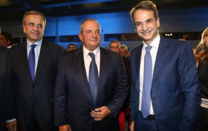 Καραμανλής - Σαμαράς μαζί στο «Βράχο», μετά την ομιλία Μητσοτάκη