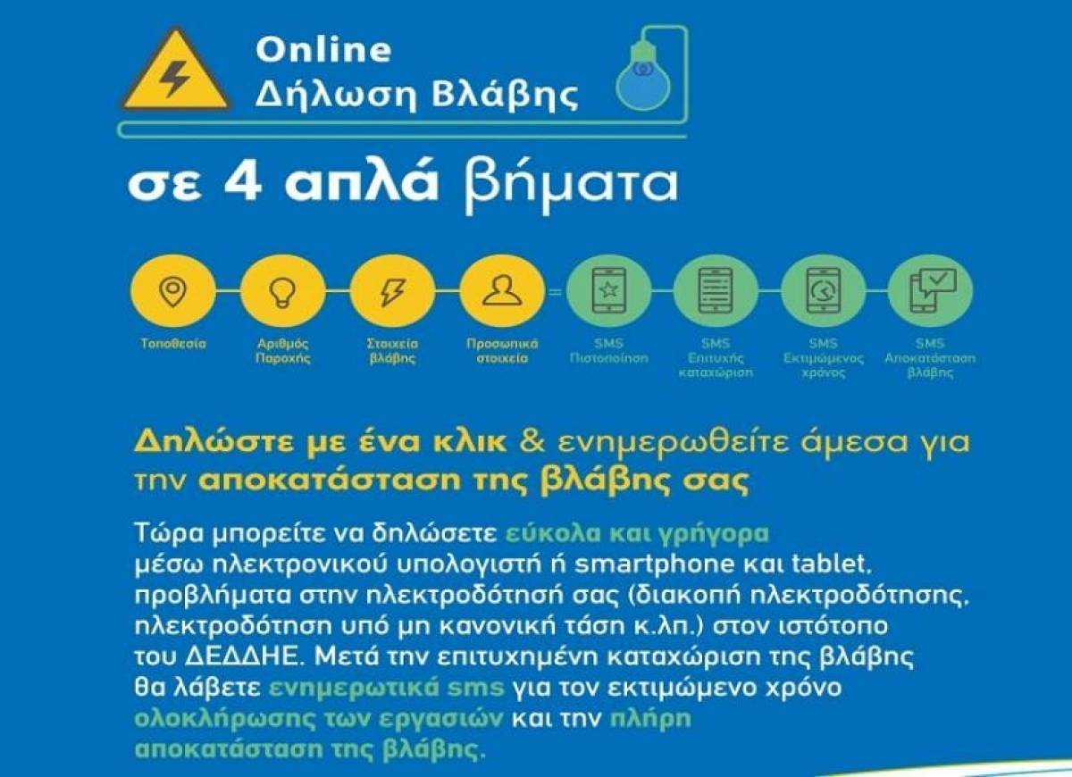 ΔΕΔΔΗΕ: Αναβαθμισμένη εφαρμογή για online δήλωση βλάβης