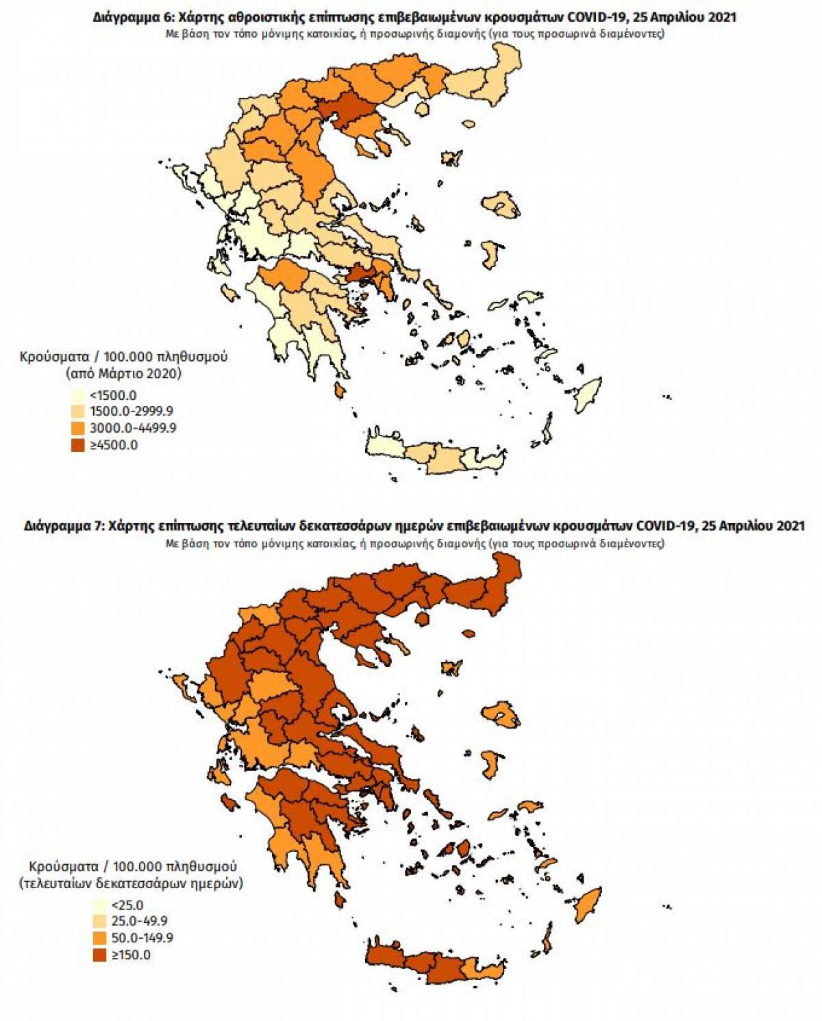 Διασπορά κρουσμάτων: 676 στην Αττική, 207 στη Θεσσαλονίκη