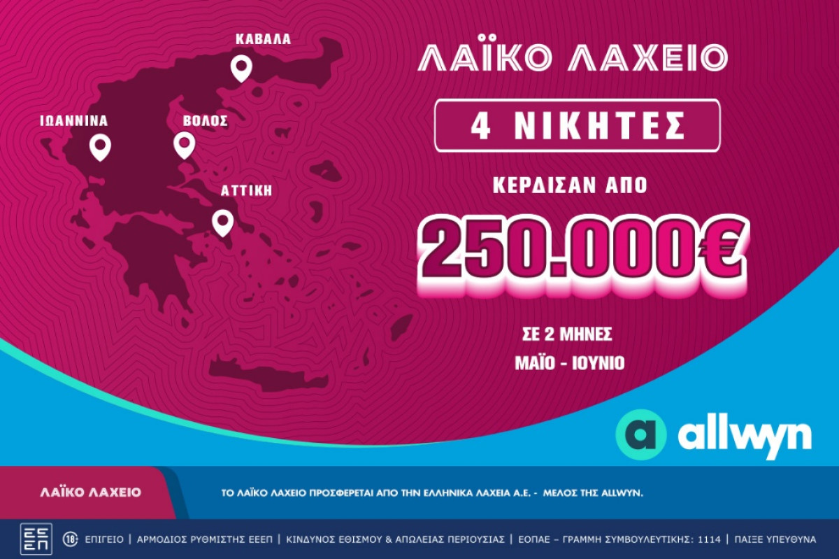 Λαϊκό Λαχείο: Τέσσερις μεγάλοι νικητές κέρδισαν από €250.000 - Την 1/7 η κλήρωση για συνολικά κέρδη μέχρι και €2 εκατ.