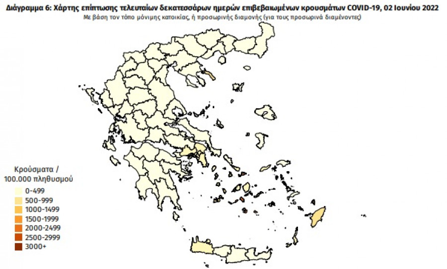 Διασπορά κρουσμάτων: 2.434 στην Αττική, 240 στη Θεσσαλονίκη