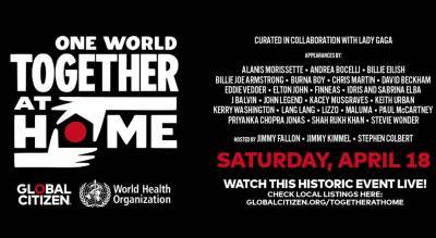 One World: Together at Home: Online συναυλία-μαμούθ για τον κορονοϊό