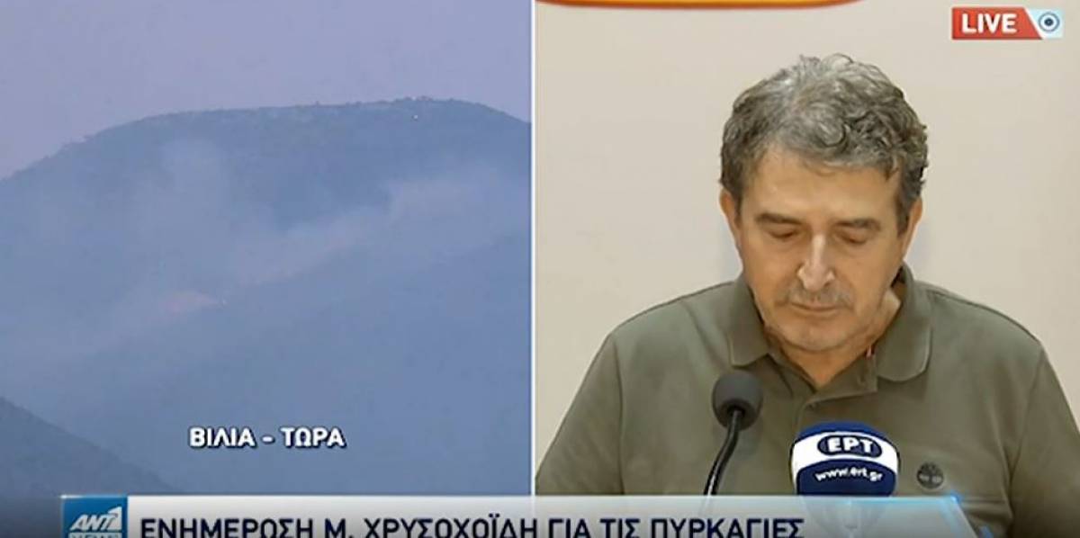 Χρυσοχοΐδης: Οριοθετήθηκε η πυρκαγιά- Μέλημά μας η προστασία της ζωής