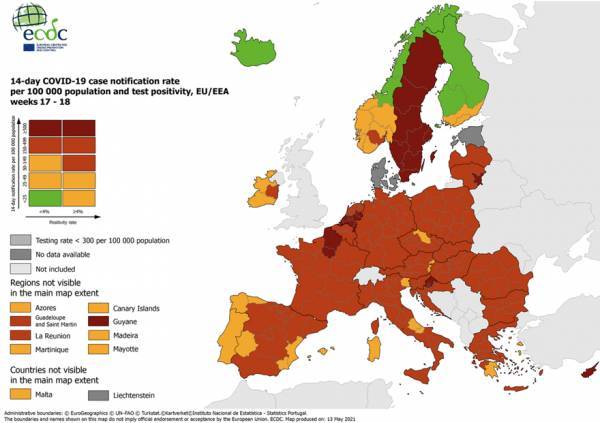 Η επιδημιολογική εικόνα της Ελλάδας στους χάρτες του ECDC