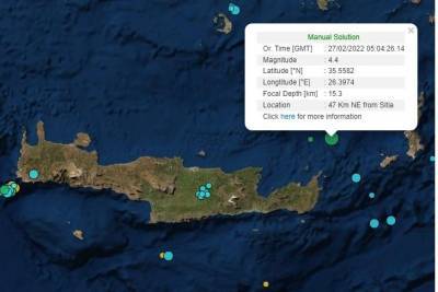 Σεισμός 4,4 Ρίχτερ «ταρακούνησε» την Κρήτη