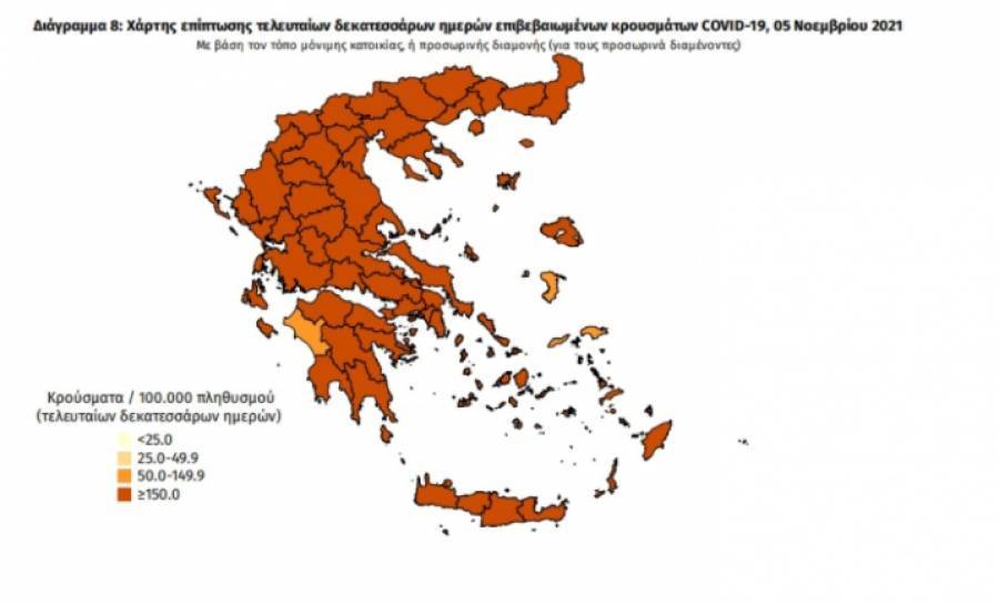 Διασπορά κρουσμάτων: 1.519 στην Αττική, 1.124 στη Θεσσαλονίκη, 958 στη Θεσσαλία
