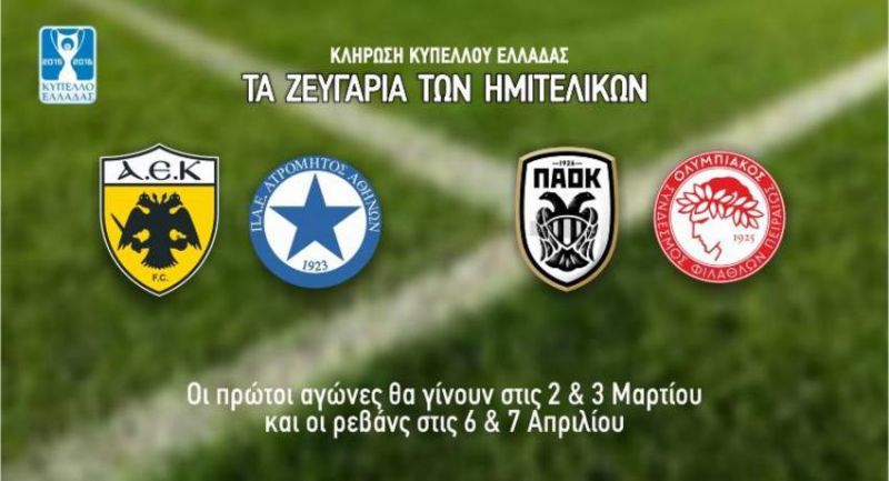 Κύπελλο Ελλάδος: Ιδού τα «ζευγάρια» των ημιτελικών