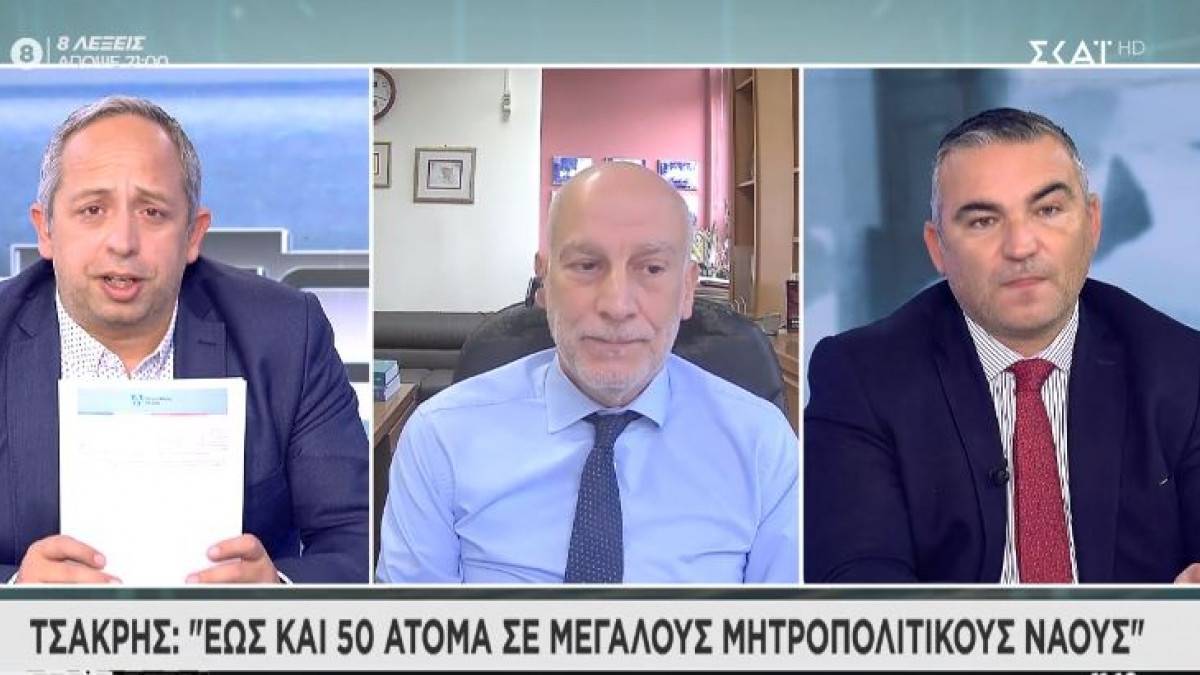 Τσακρής: «Ναι» στην Εκκλησία- Έως 50 άτομα σε Μητροπολιτικούς Ναούς